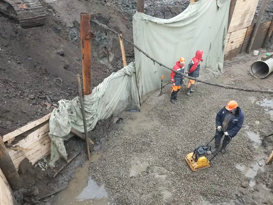 Щебёночное основание, виброплита — фото с объекта